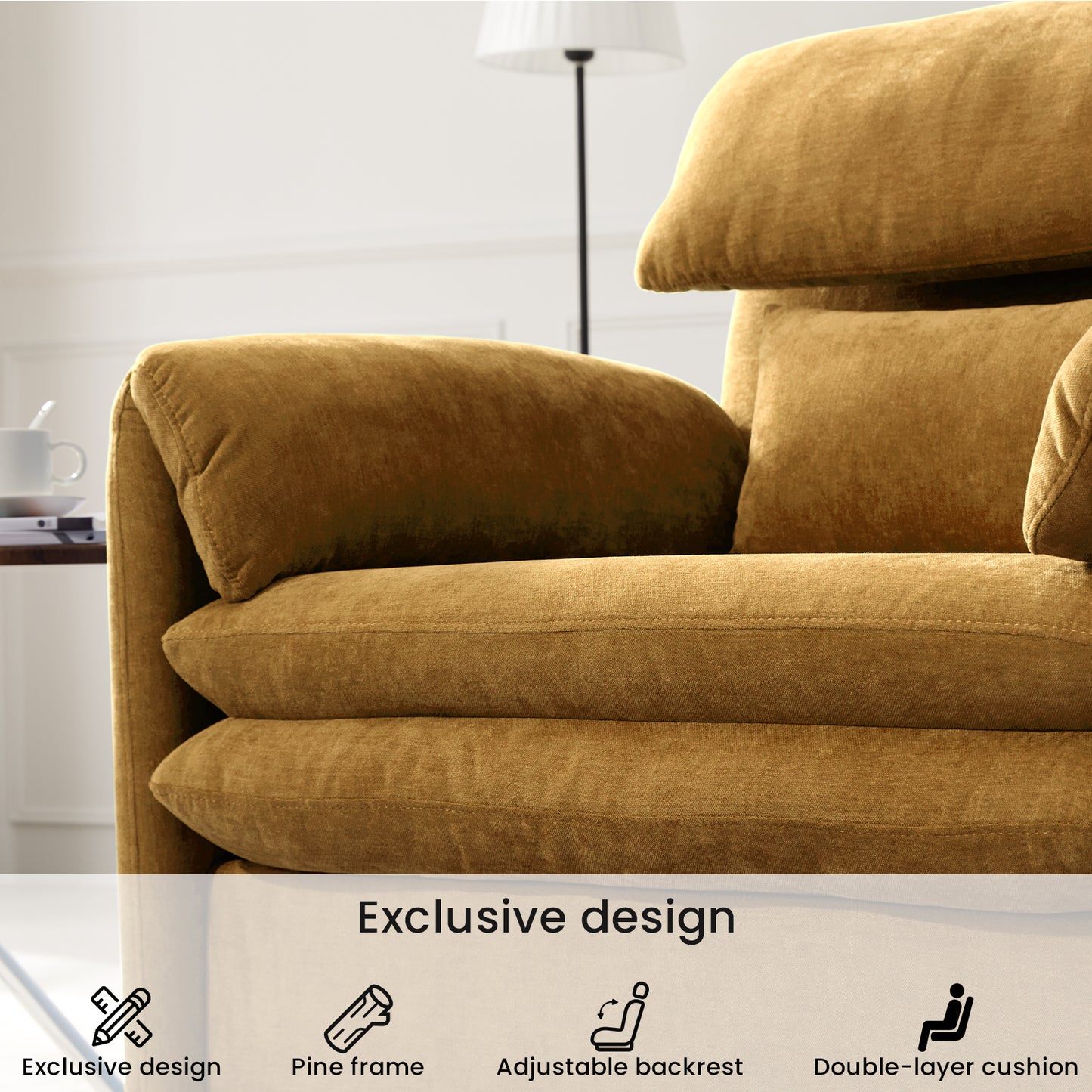 Oversized Single Sofa Chair, 36”W Oversized Accent Chairs, Modern Upholstered Deep Seat Comfy Armchair with Throw Pillow for Living Room Bedroom Office Apartment