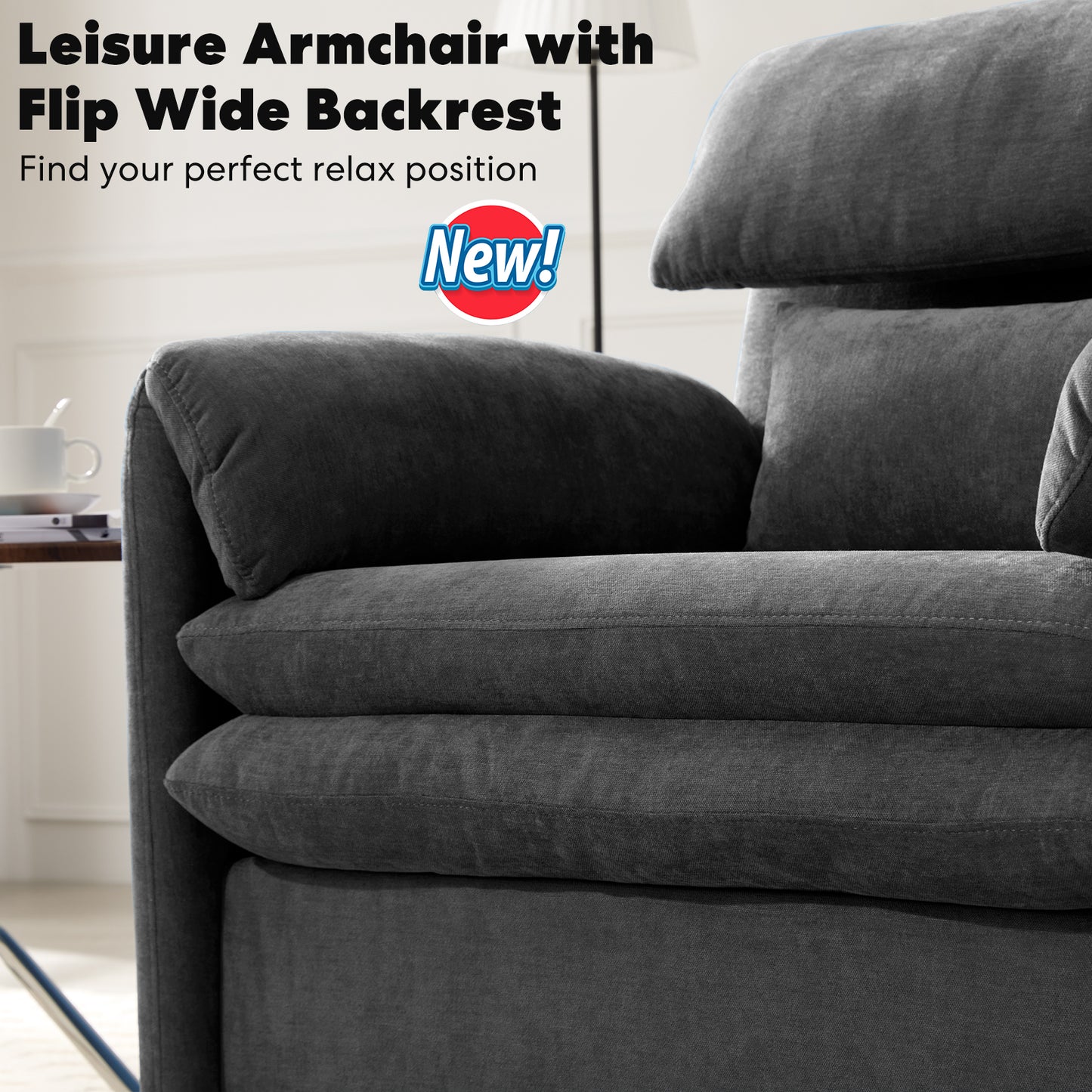 Oversized Single Sofa Chair, 36”W Oversized Accent Chairs, Modern Upholstered Deep Seat Comfy Armchair with Throw Pillow for Living Room Bedroom Office Apartment