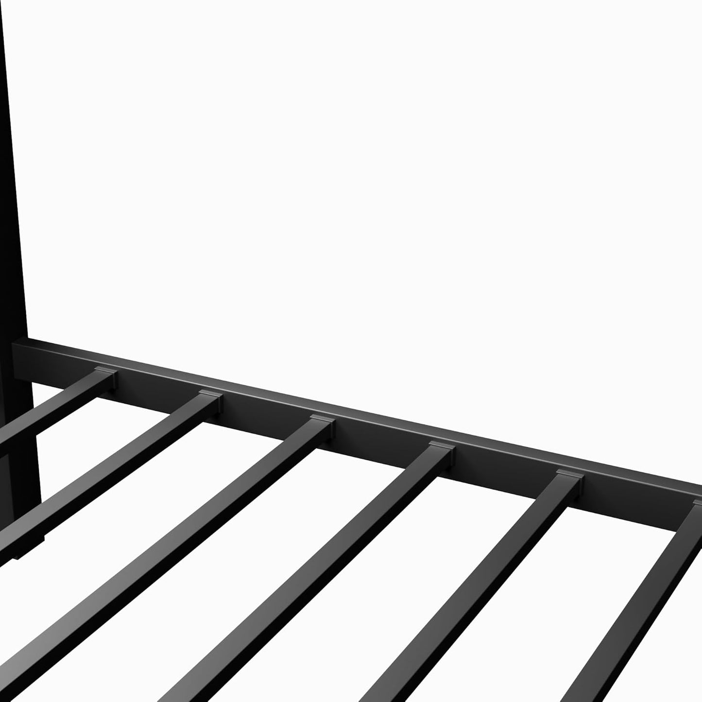 Twin XL Over Queen Metal Bunk Bed with Ladder and Slats Support, Heavy-Duty Metal Bunk Bed Frame with Safety High Guardrails for Adults Teens, Black