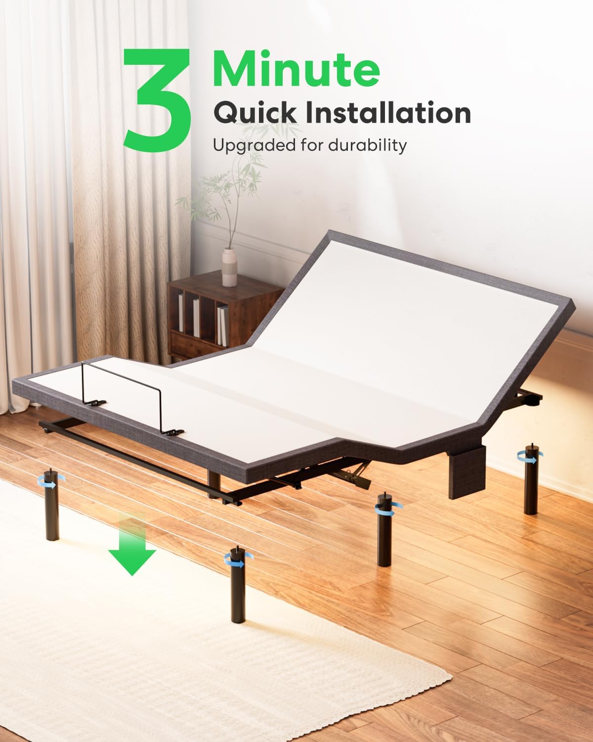 Queen Adjustable Bed Base Frame - Premium Metal, Head & Foot Incline, Wireless Remote, Zero Gravity, Quiet Motor (79" L x 59" W x 12.72" H)