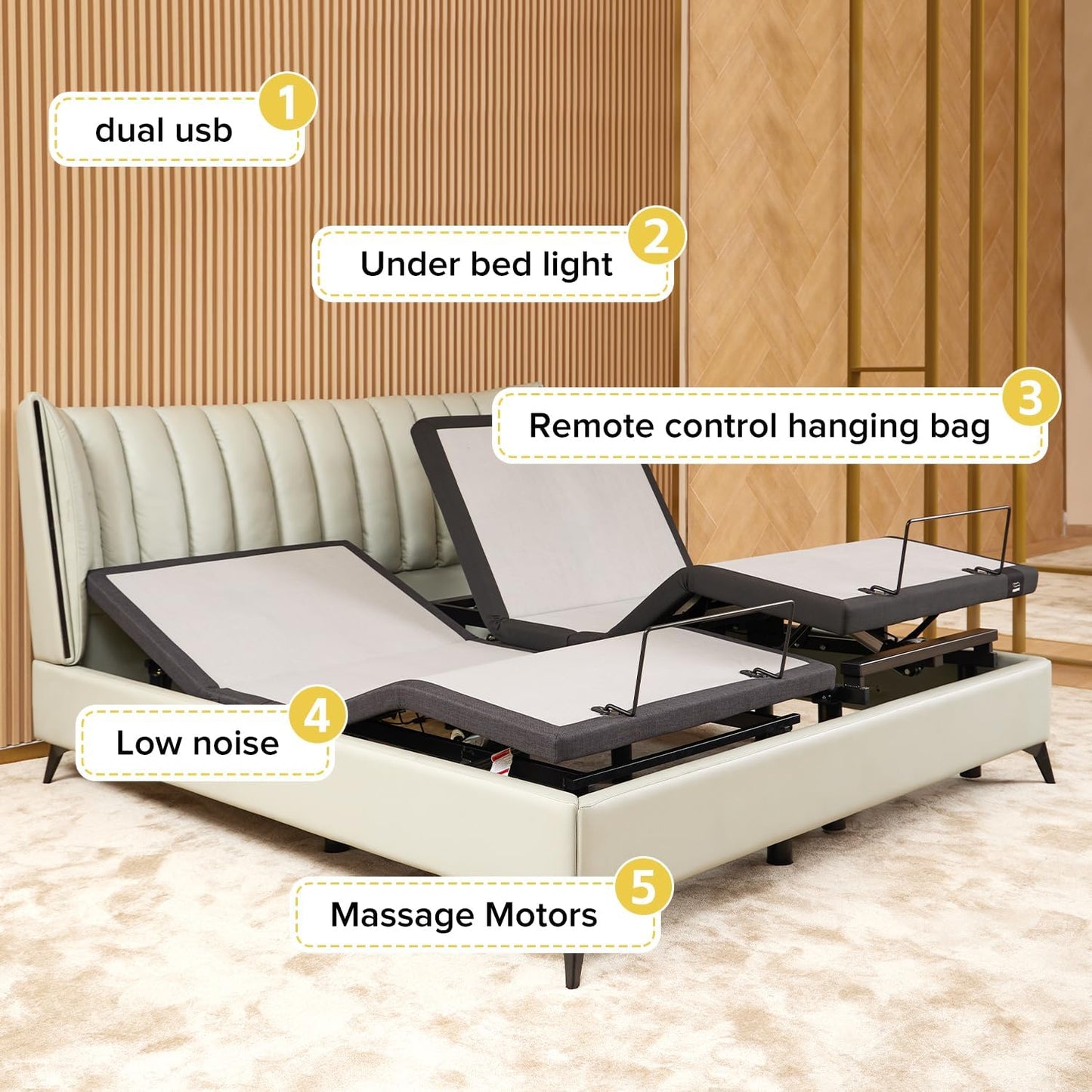 Queen Adjustable Bed Base Frame - Premium Metal, Head & Foot Incline, Wireless Remote, Zero Gravity, Quiet Motor (79" L x 59" W x 12.72" H)