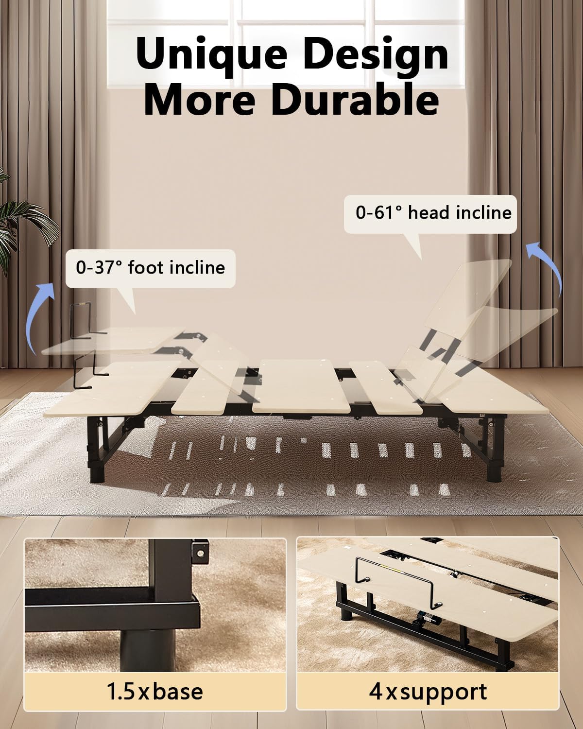Queen Adjustable Bed Base Frame - Premium Metal, Head & Foot Incline, Wireless Remote, Zero Gravity, Quiet Motor (79" L x 59" W x 12.72" H)