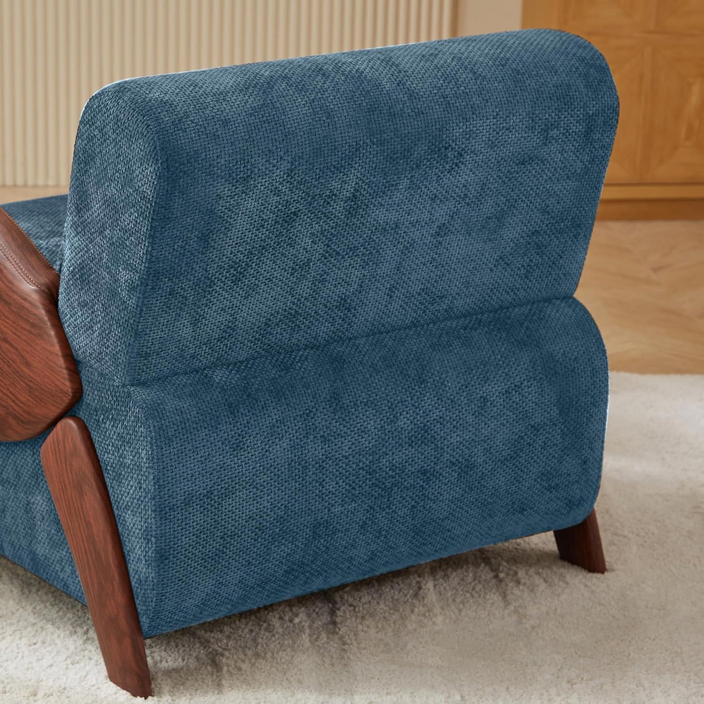 Modern Accent Armchair with Plush Cushioning, Cute Design Reading Chair for Adults, Kids, Ideal Chenille Blue