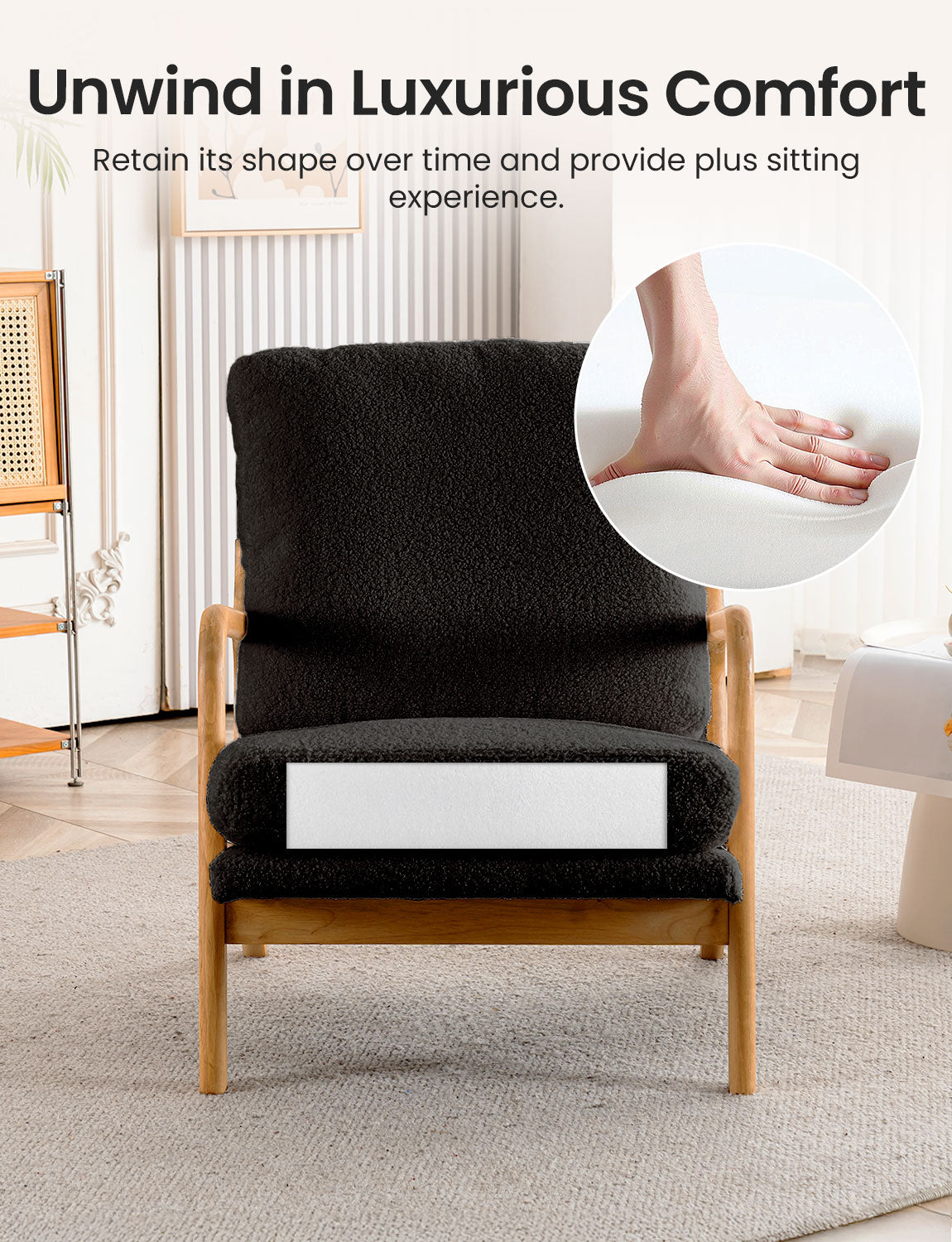New Cozy Sherpa Accent Chairs for Living Room, 23” Wide Comfy Small Bedroom Reading Chair ,108° Recliner Lounge Arm Chair Mid Century Modern Armchair Compressed, Detachable Cover, Double Cushion