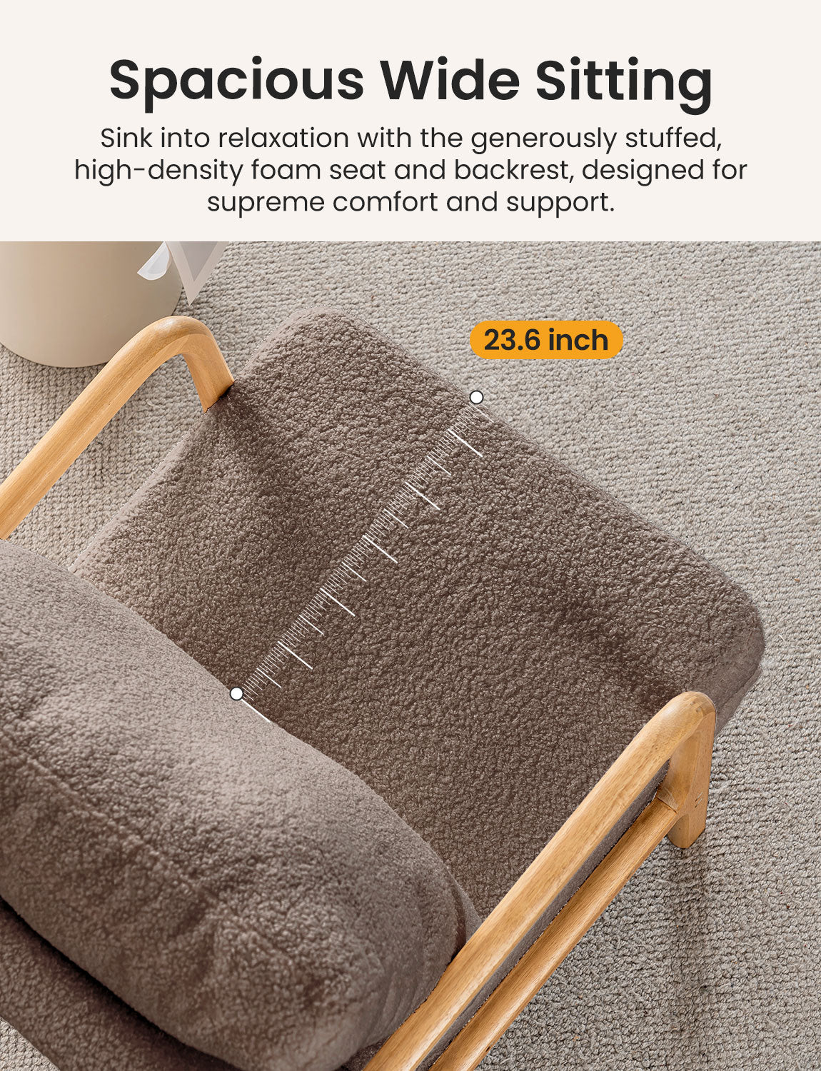 New Cozy Sherpa Accent Chairs for Living Room, 23” Wide Comfy Small Bedroom Reading Chair ,108° Recliner Lounge Arm Chair Mid Century Modern Armchair Compressed, Detachable Cover, Double Cushion (Copy)