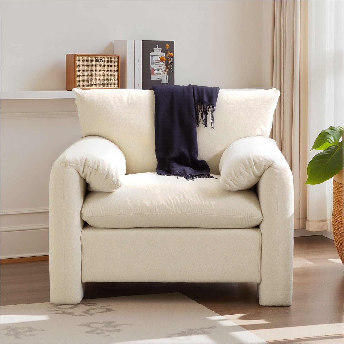 Chenille Oversized Armchair - Modern Accent Chair & Single Sofa Lounge, Comfortable Seating for Living Room & Bedroom