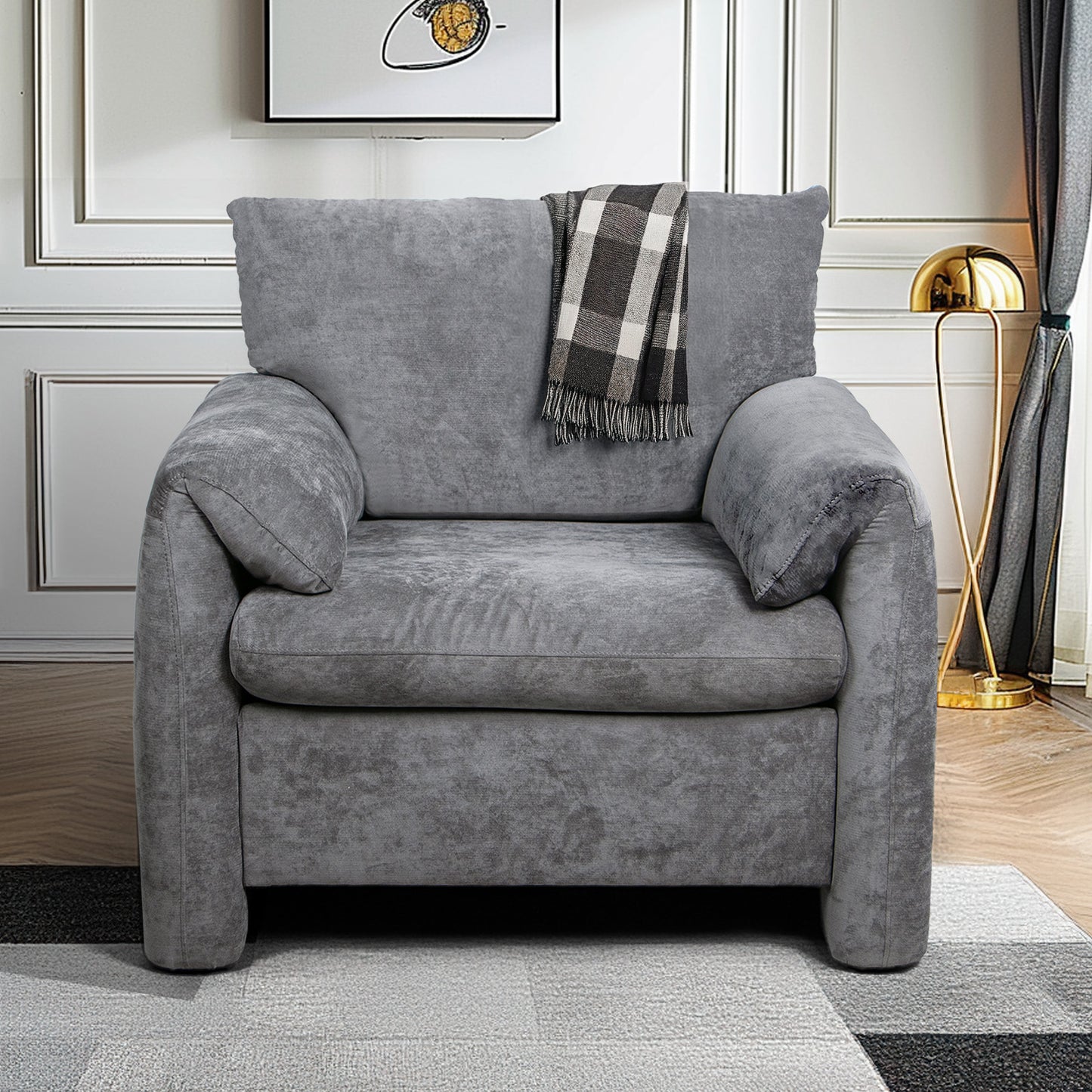 Chenille Oversized Armchair - Modern Accent Chair & Single Sofa Lounge, Comfortable Seating for Living Room & Bedroom