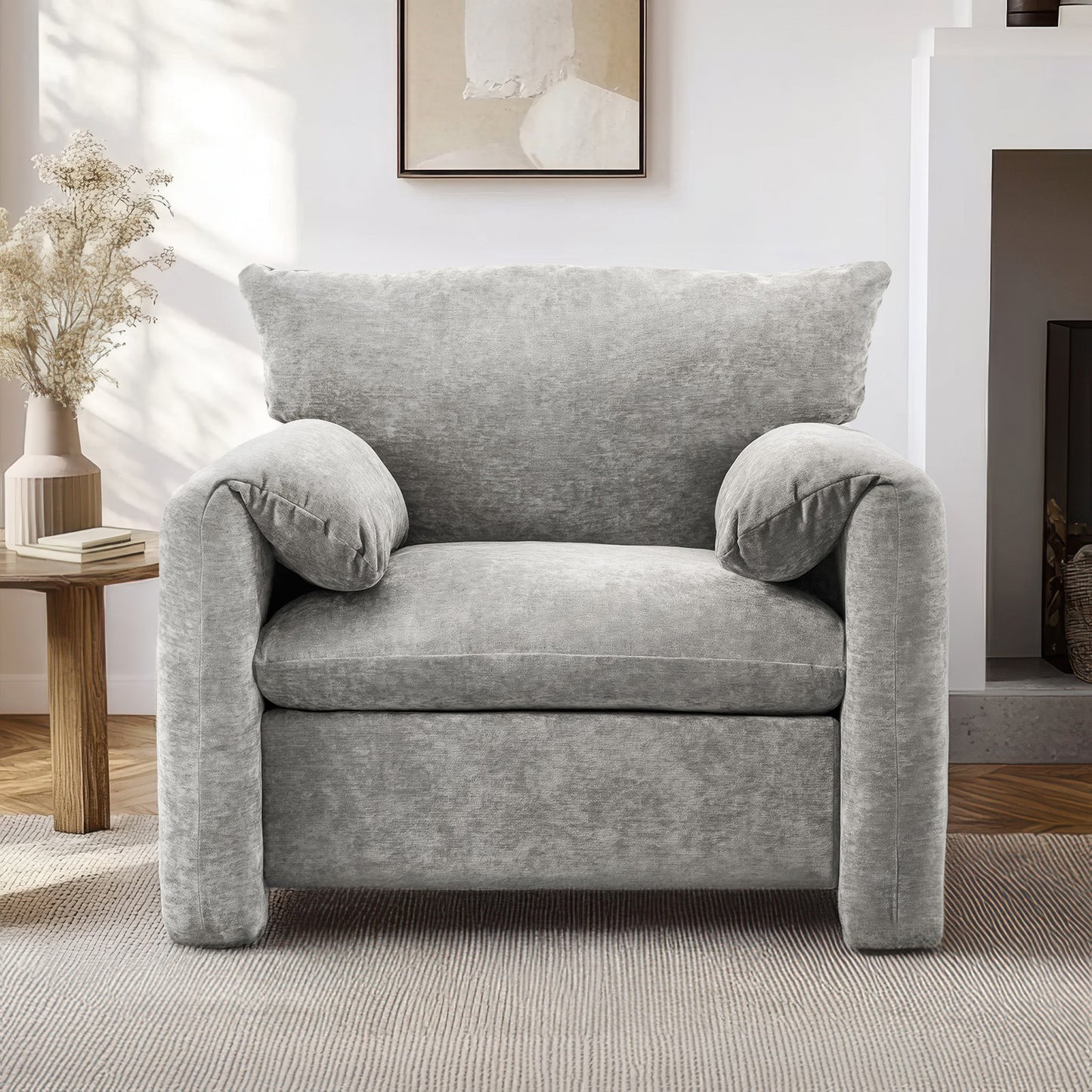 Chenille Oversized Armchair - Modern Accent Chair & Single Sofa Lounge, Comfortable Seating for Living Room & Bedroom