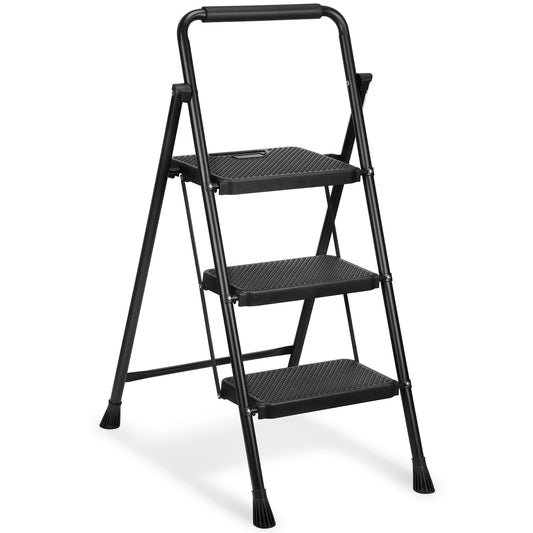 Miscoos Folding Step Stool, 3 Step Ladder