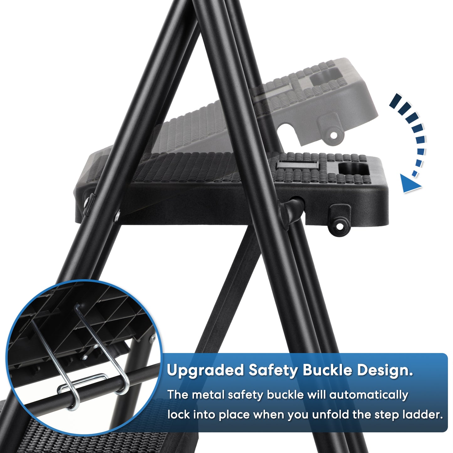 Miscoos Folding Step Stool, 3 Step Ladder