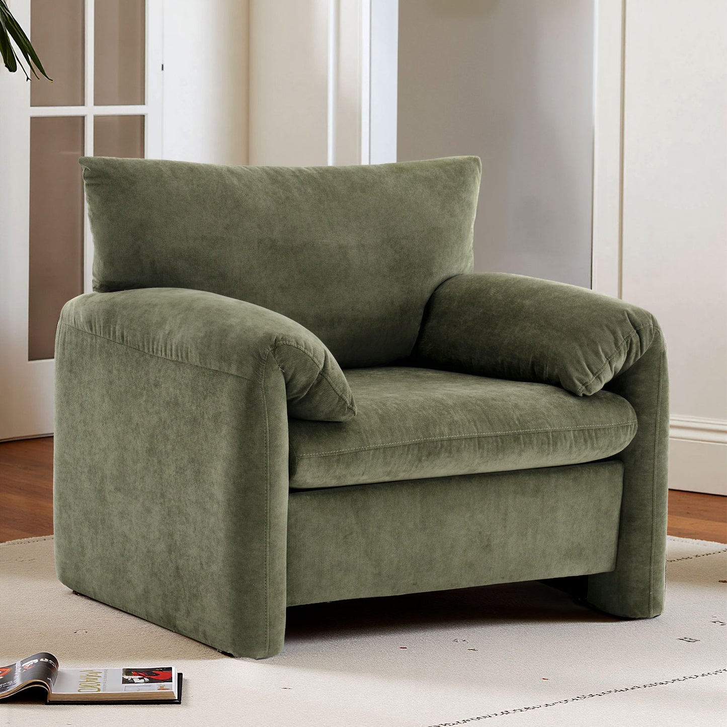 Chenille Oversized Armchair - Modern Accent Chair & Single Sofa Lounge, Comfortable Seating for Living Room & Bedroom