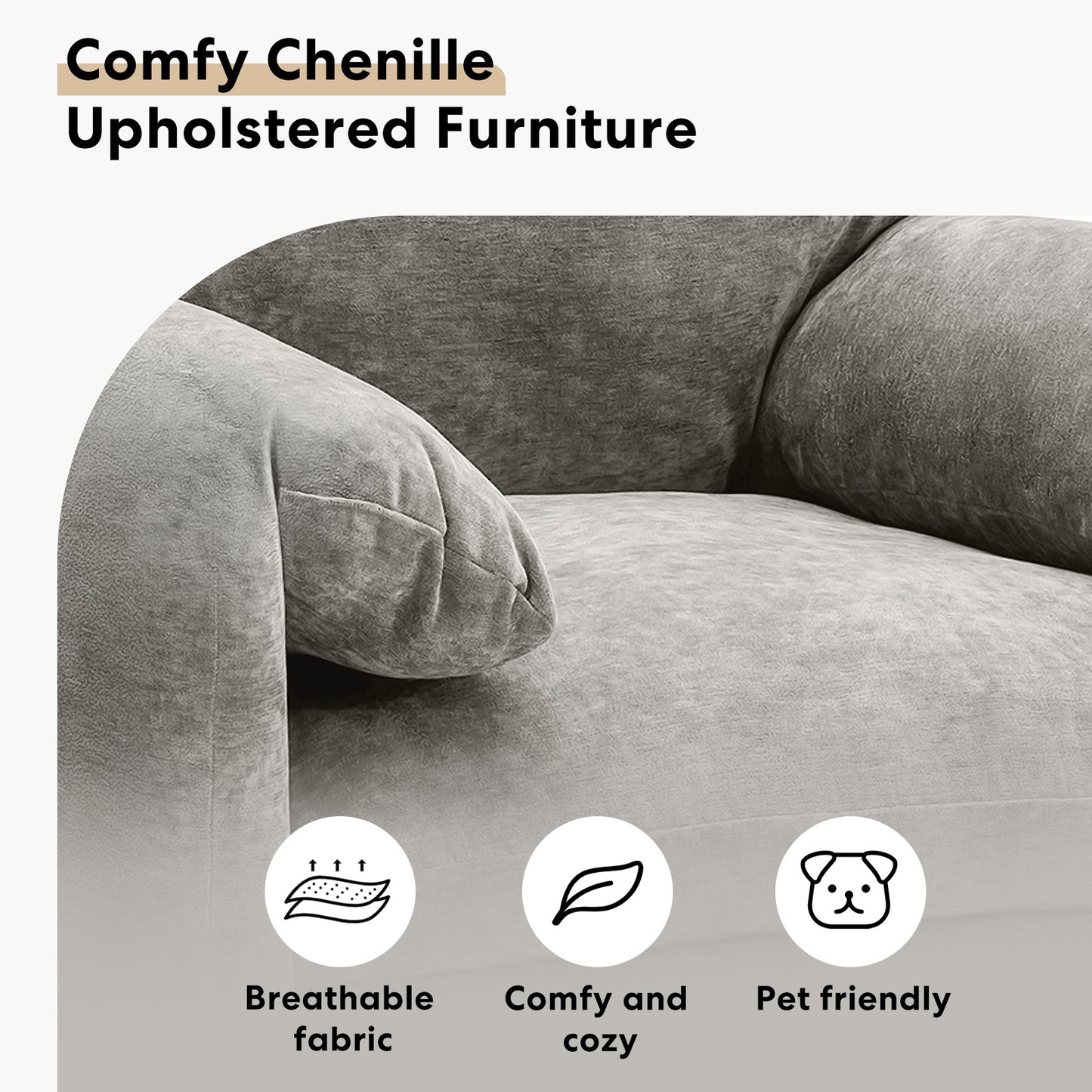 Chenille Oversized Armchair - Modern Accent Chair & Single Sofa Lounge, Comfortable Seating for Living Room & Bedroom