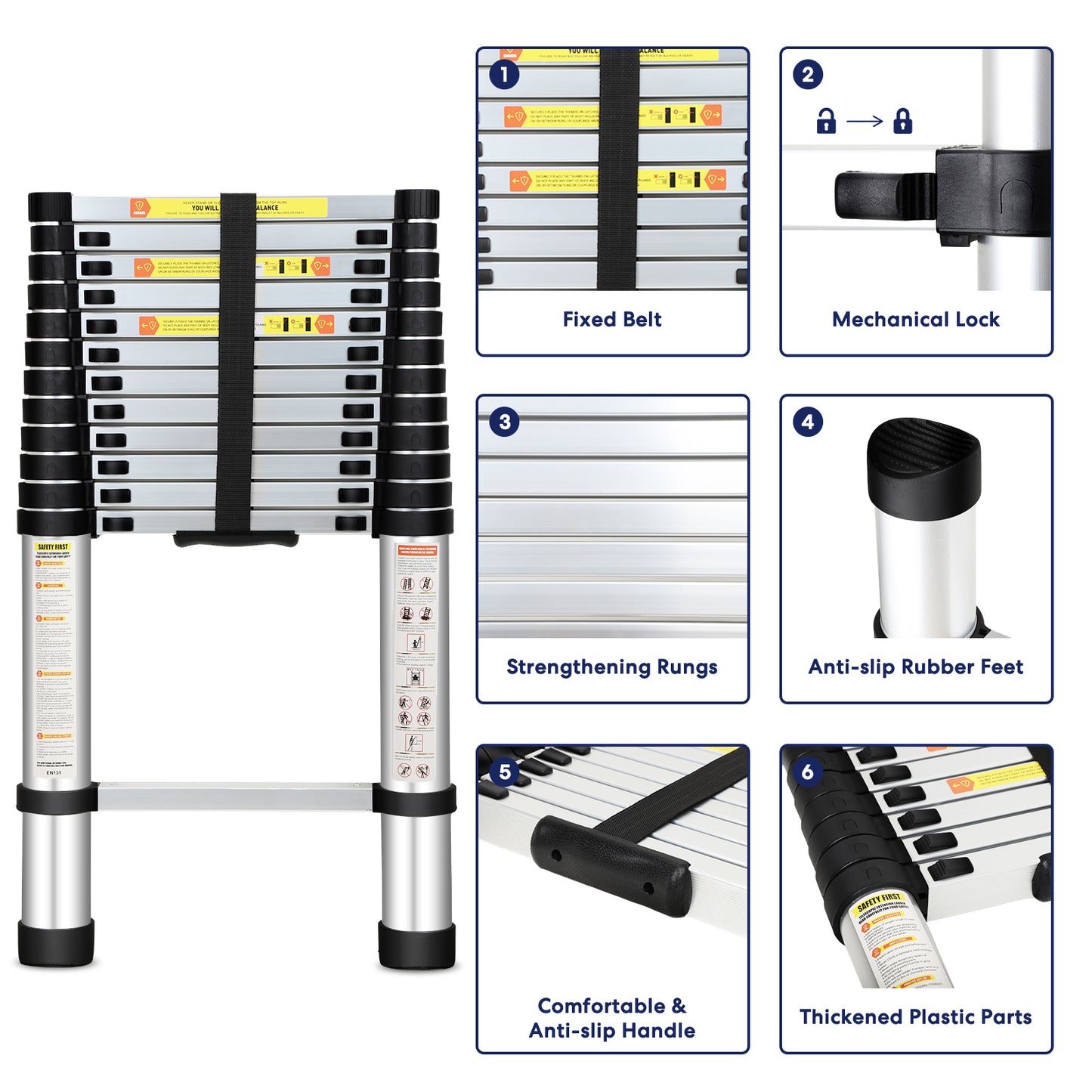 Miscoos 12.5FT Aluminum Telescopic Extension Ladder