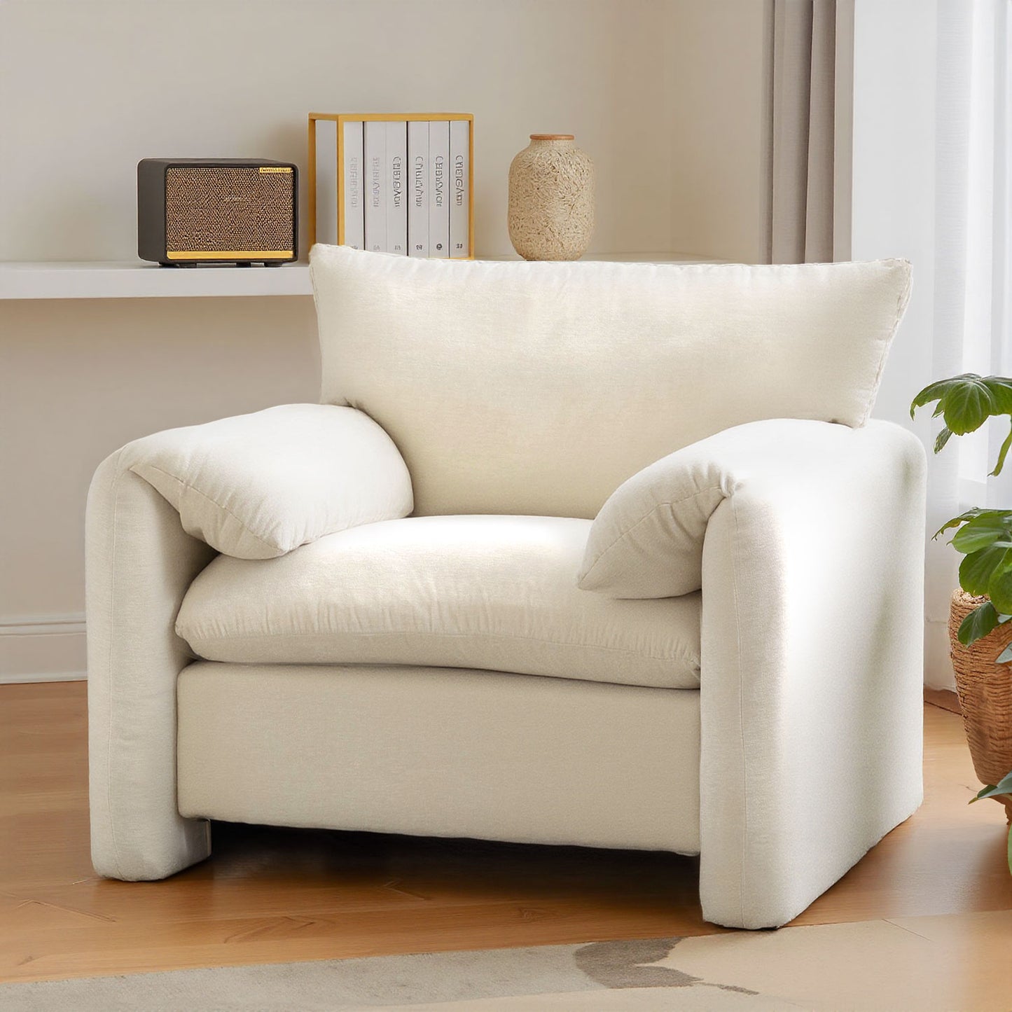 Chenille Oversized Armchair - Modern Accent Chair & Single Sofa Lounge, Comfortable Seating for Living Room & Bedroom
