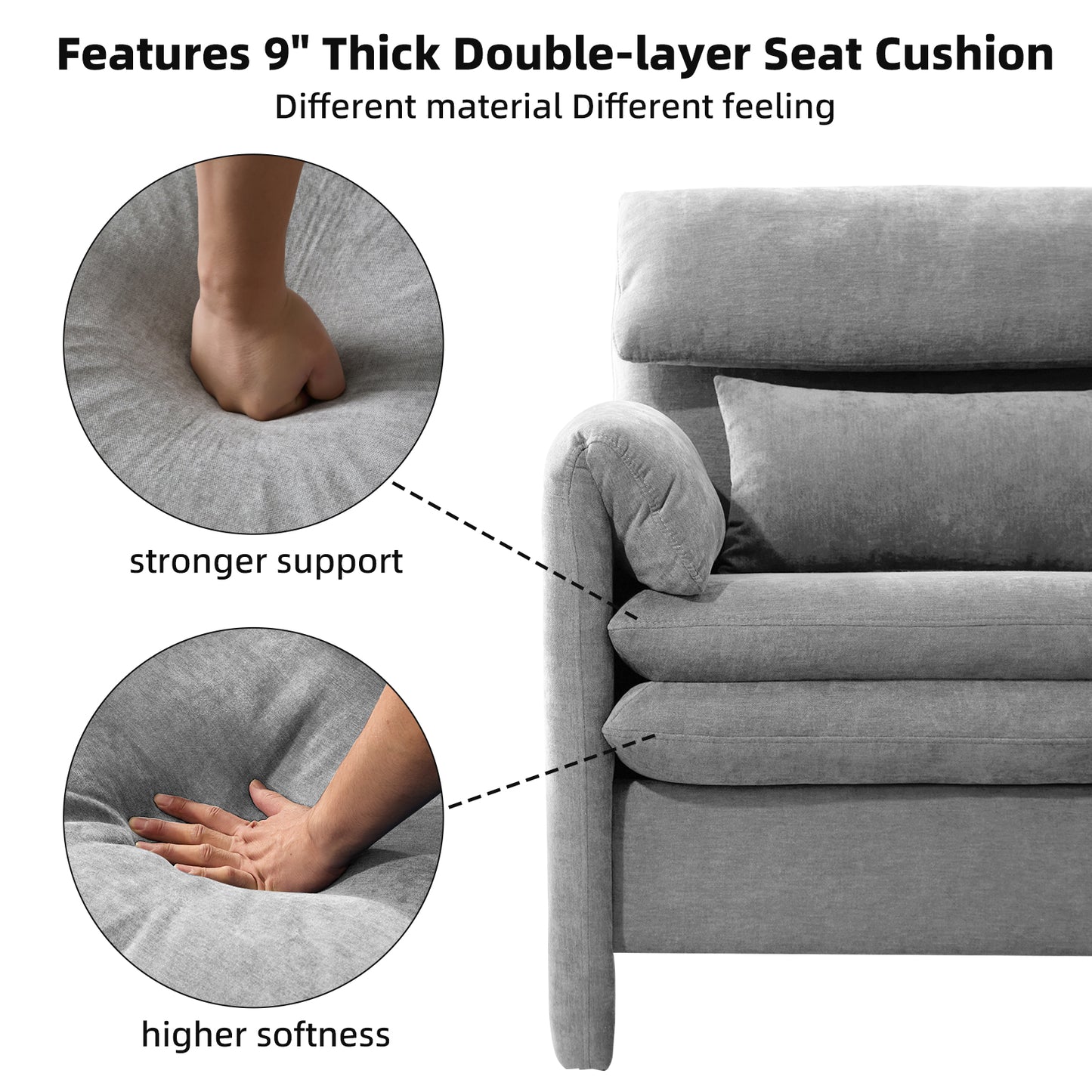 Oversized Single Sofa Chair, 36”W Oversized Accent Chairs, Modern Upholstered Deep Seat Comfy Armchair with Throw Pillow for Living Room Bedroom Office Apartment