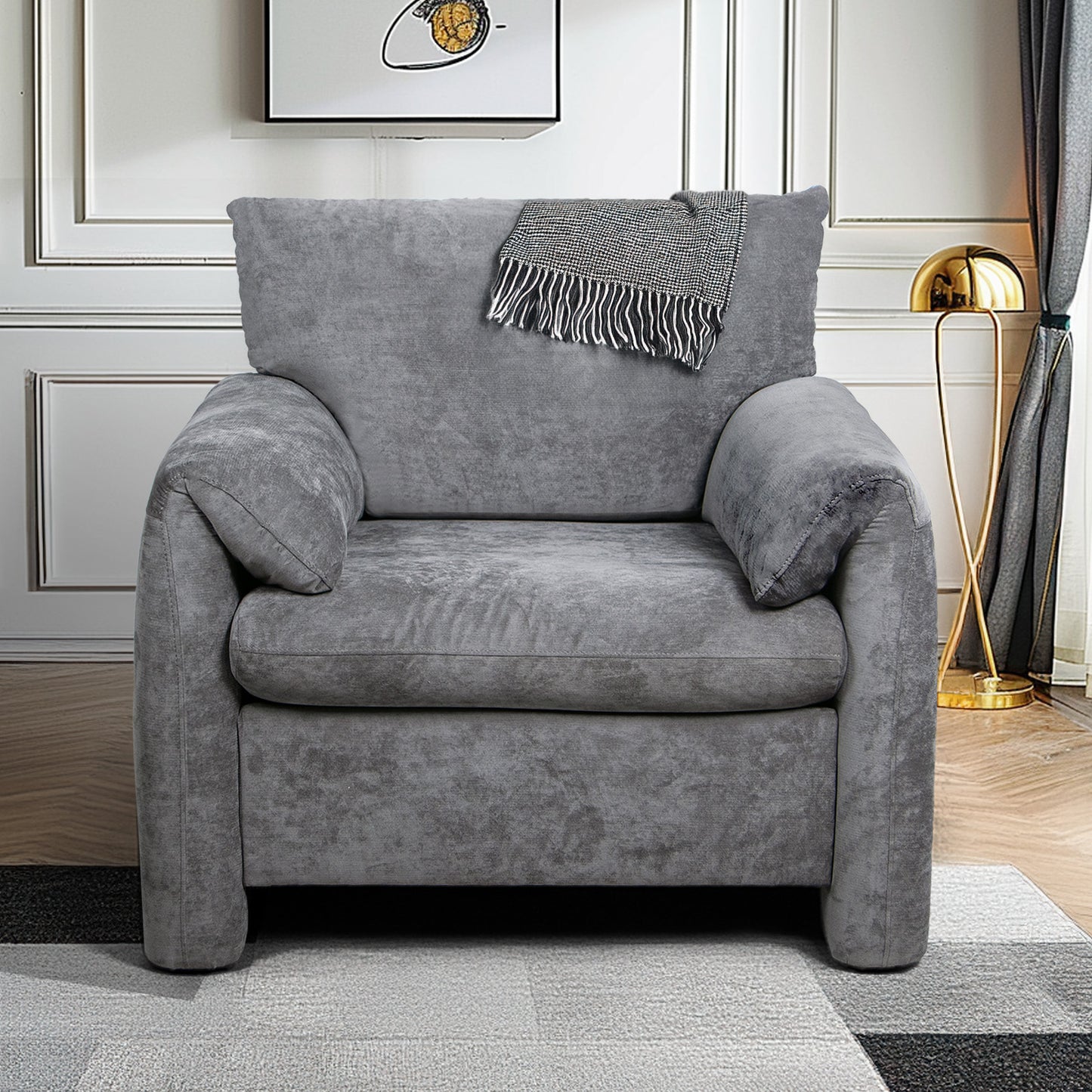 Chenille Oversized Armchair - Modern Accent Chair & Single Sofa Lounge, Comfortable Seating for Living Room & Bedroom