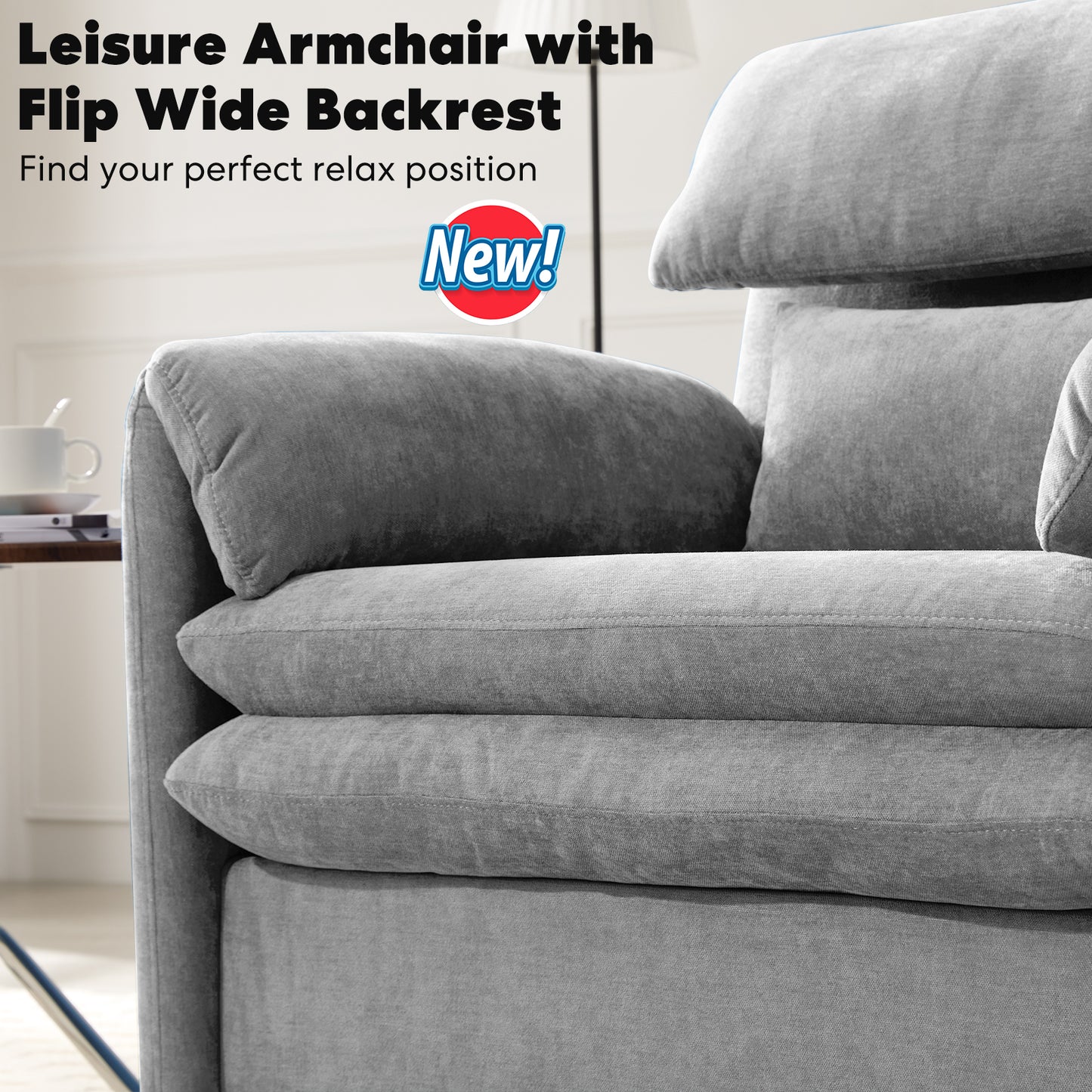 Oversized Single Sofa Chair, 36”W Oversized Accent Chairs, Modern Upholstered Deep Seat Comfy Armchair with Throw Pillow for Living Room Bedroom Office Apartment