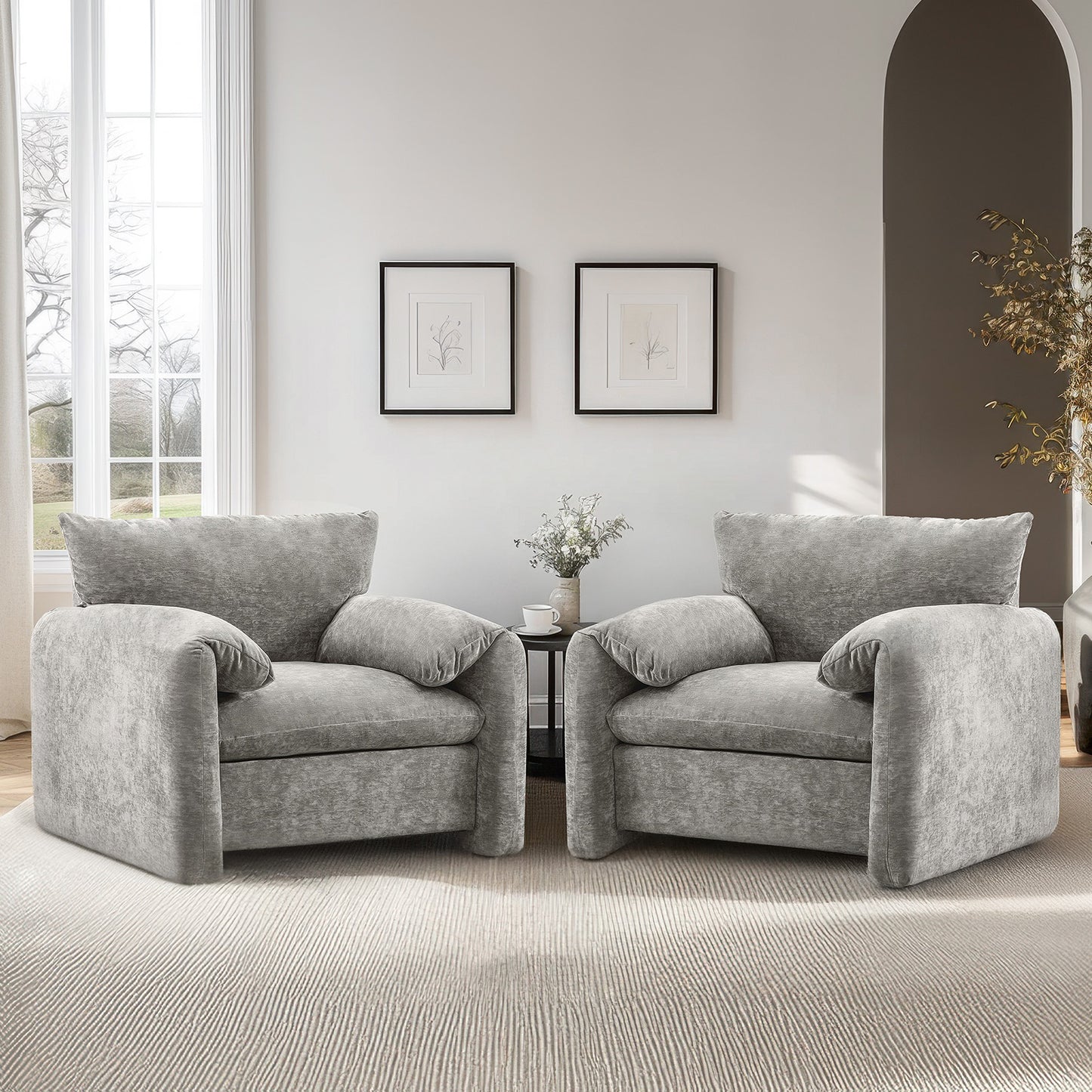 Chenille Oversized Armchair - Modern Accent Chair & Single Sofa Lounge, Comfortable Seating for Living Room & Bedroom