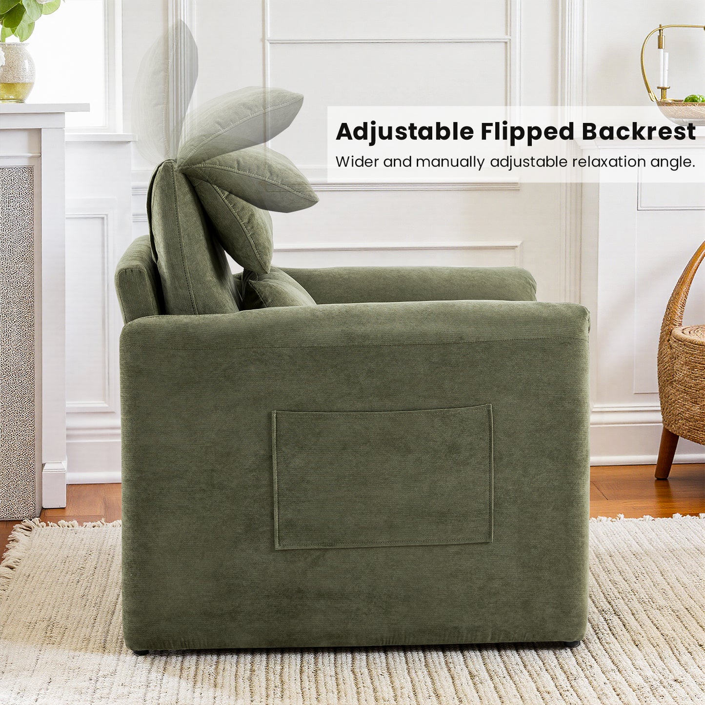 Oversized Single Sofa Chair, 36”W Oversized Accent Chairs, Modern Upholstered Deep Seat Comfy Armchair with Throw Pillow for Living Room Bedroom Office Apartment