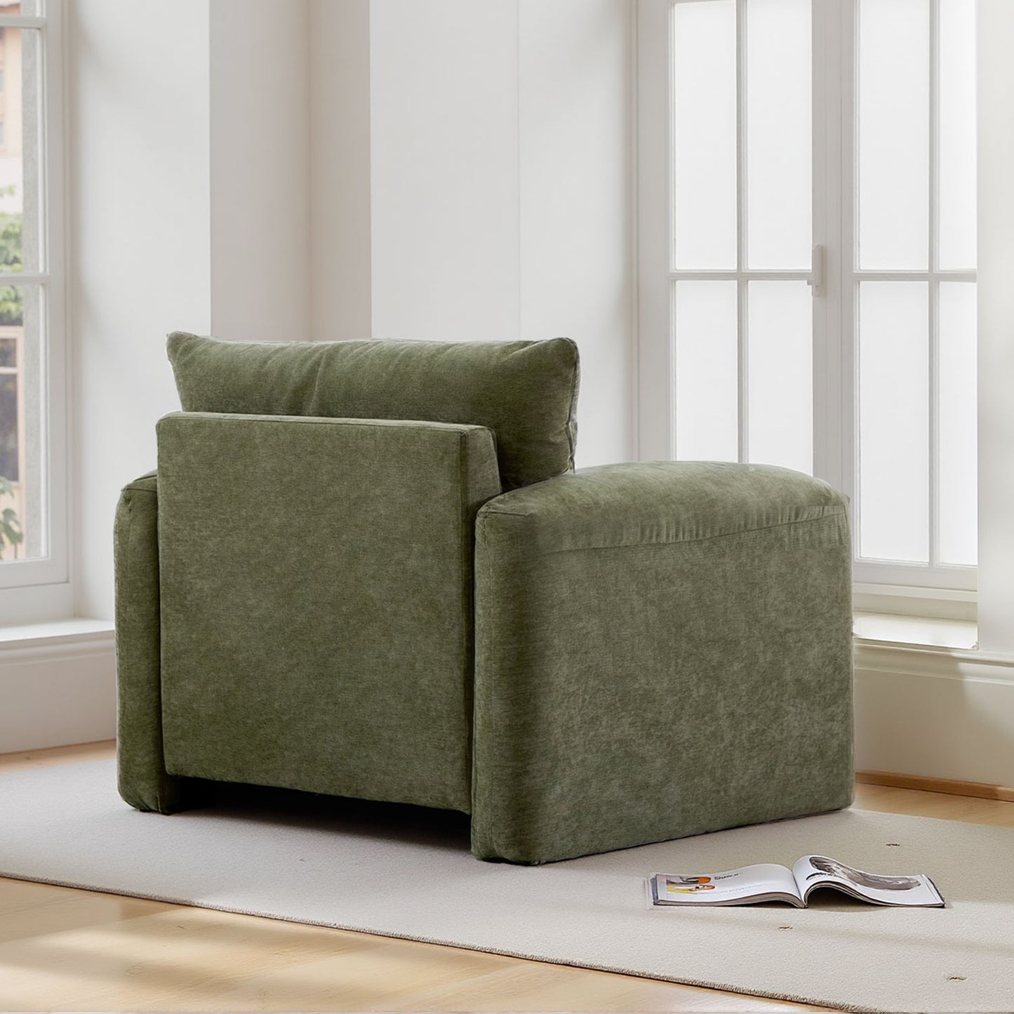 Chenille Oversized Armchair - Modern Accent Chair & Single Sofa Lounge, Comfortable Seating for Living Room & Bedroom