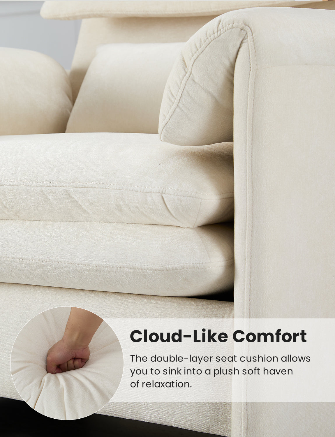 Oversized Single Sofa Chair, 36”W Oversized Accent Chairs, Modern Upholstered Deep Seat Comfy Armchair with Throw Pillow for Living Room Bedroom Office Apartment