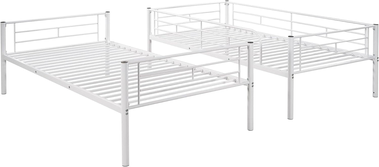 Metal Bunk Bed Twin Over Twin with Ladder and Full-Length Guardrail, Heavy Duty Bed Frame, Convertible Twin Bunk Beds into 2 Individual for Kids Teen Adults, Black