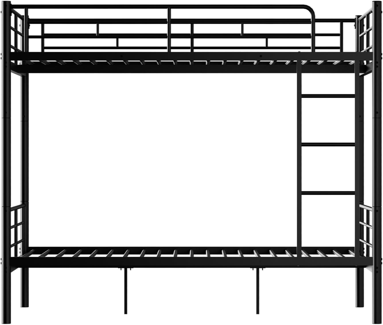 Metal Bunk Bed Twin Over Twin with Ladder and Full-Length Guardrail, Heavy Duty Bed Frame, Convertible Twin Bunk Beds into 2 Individual for Kids Teen Adults, Black
