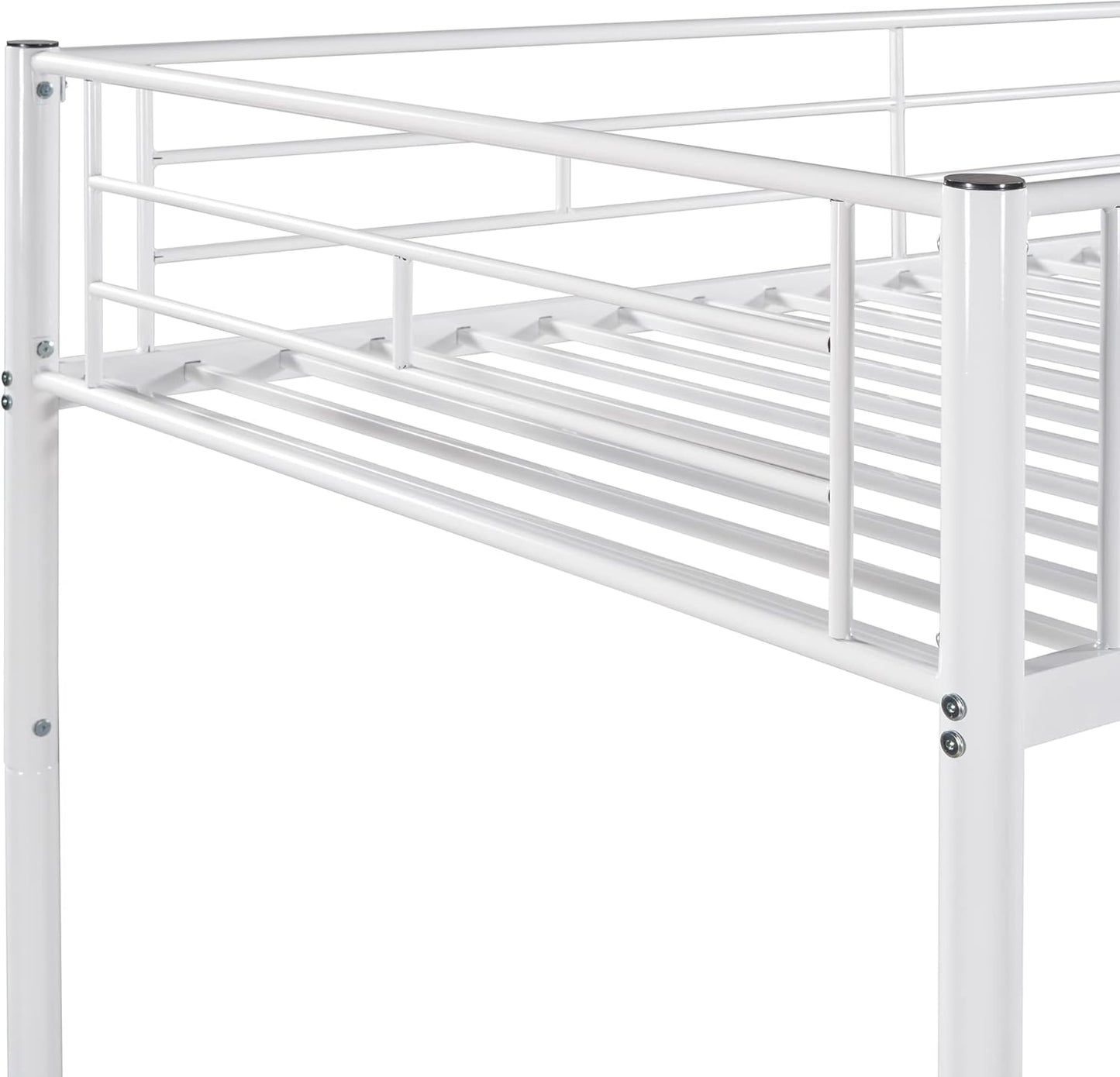 Metal Bunk Bed Twin Over Twin with Ladder and Full-Length Guardrail, Heavy Duty Bed Frame, Convertible Twin Bunk Beds into 2 Individual for Kids Teen Adults, Black