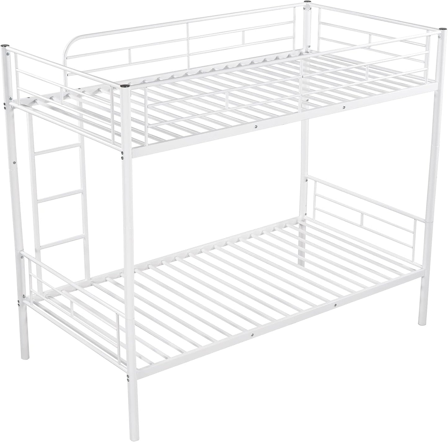 Metal Bunk Bed Twin Over Twin with Ladder and Full-Length Guardrail, Heavy Duty Bed Frame, Convertible Twin Bunk Beds into 2 Individual for Kids Teen Adults, Black