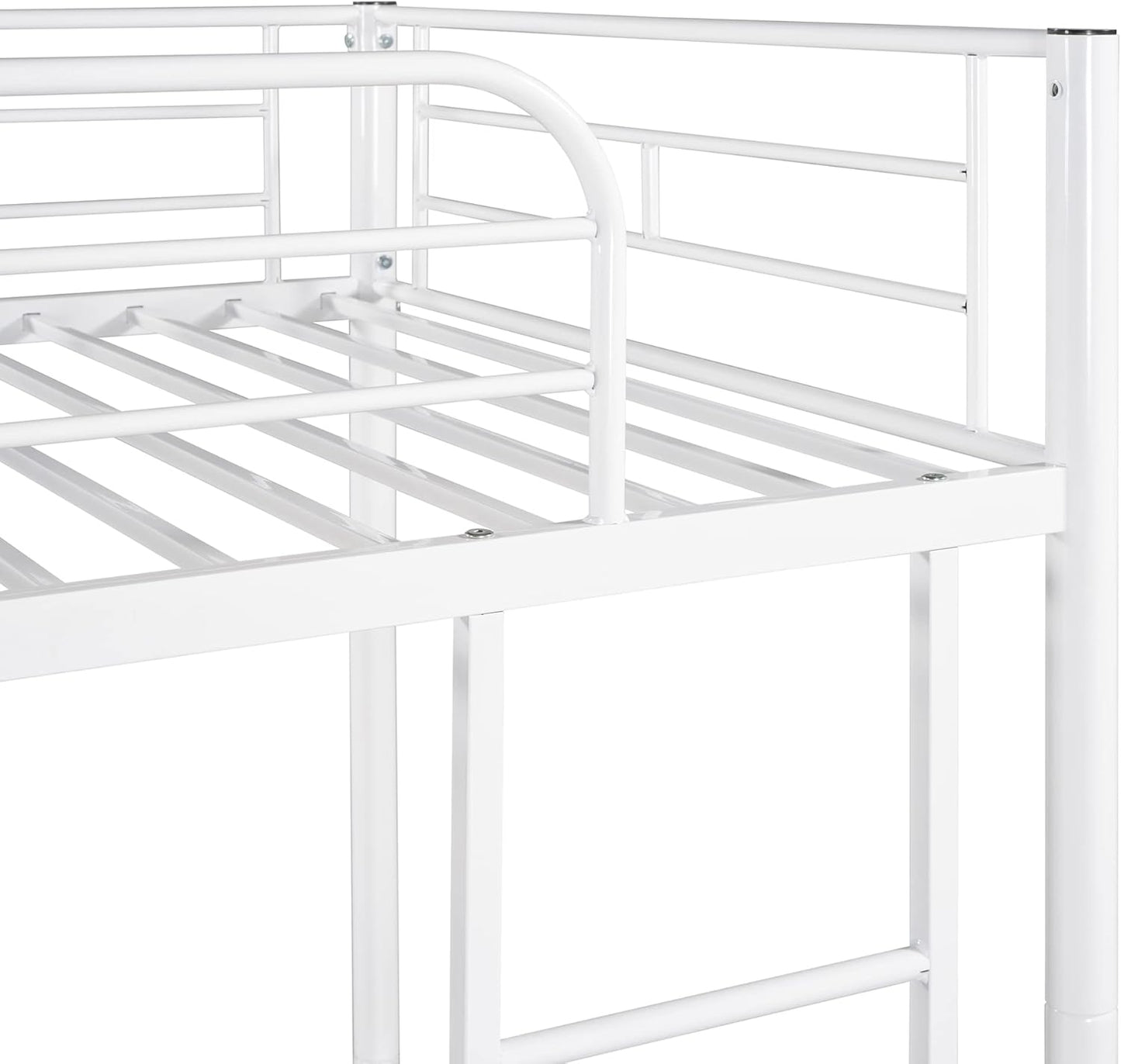 Metal Bunk Bed Twin Over Twin with Ladder and Full-Length Guardrail, Heavy Duty Bed Frame, Convertible Twin Bunk Beds into 2 Individual for Kids Teen Adults, Black