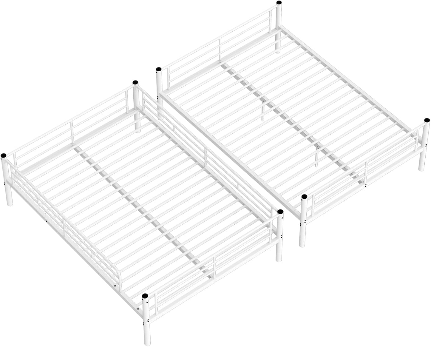 Metal Bunk Bed Twin Over Twin with Ladder and Full-Length Guardrail, Heavy Duty Bed Frame, Convertible Twin Bunk Beds into 2 Individual for Kids Teen Adults, Black