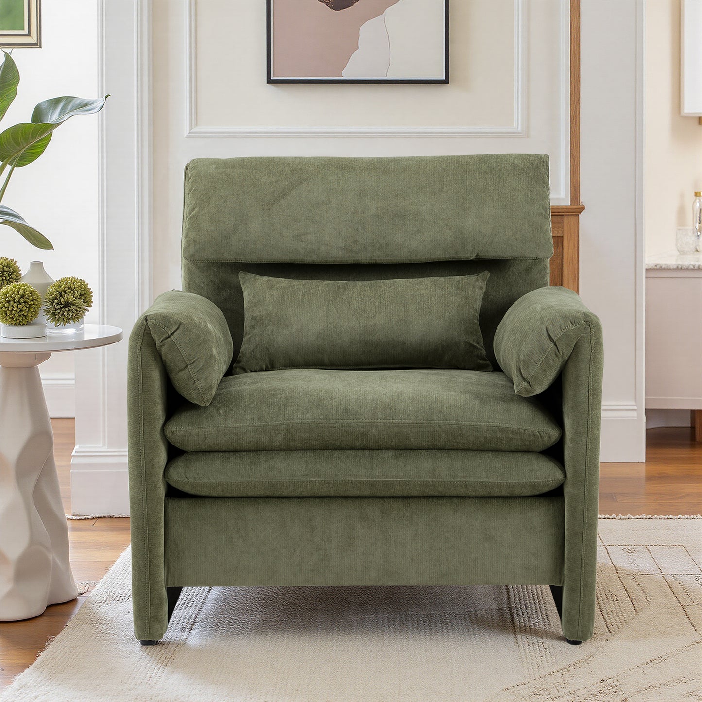 Oversized Single Sofa Chair, 36”W Oversized Accent Chairs, Modern Upholstered Deep Seat Comfy Armchair with Throw Pillow for Living Room Bedroom Office Apartment