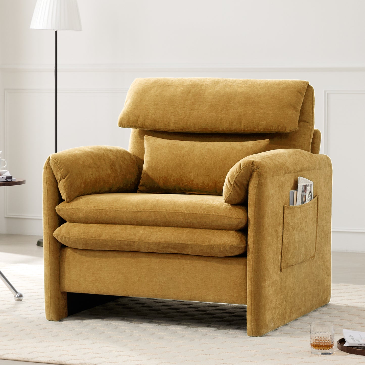 Oversized Single Sofa Chair, 36”W Oversized Accent Chairs, Modern Upholstered Deep Seat Comfy Armchair with Throw Pillow for Living Room Bedroom Office Apartment