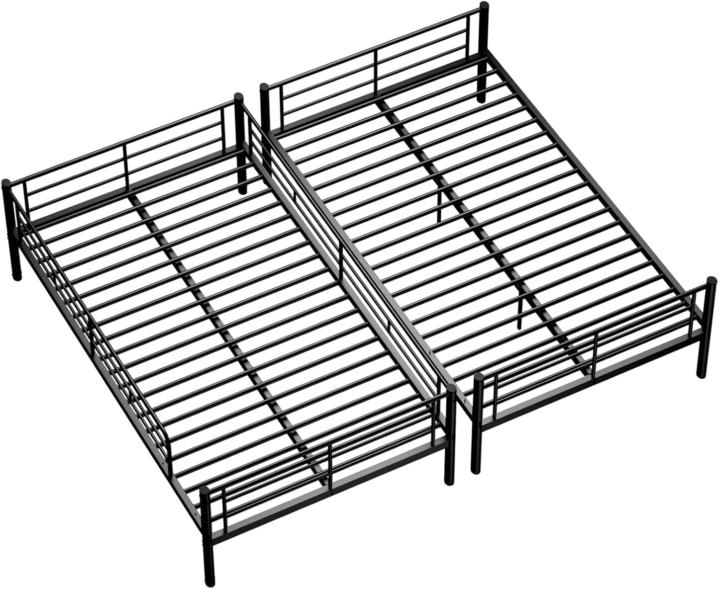 Metal Bunk Bed Twin Over Twin with Ladder and Full-Length Guardrail, Heavy Duty Bed Frame, Convertible Twin Bunk Beds into 2 Individual for Kids Teen Adults, Black