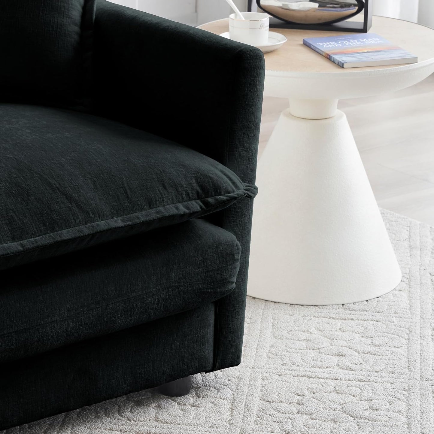 Chenille Single Sofa Chair - 41.4”W Oversized Accent Chair, Modern Upholstered Deep Seat Comfy Armchair with Pillow for Living Room Bedroom Apartment, Ivory Cream