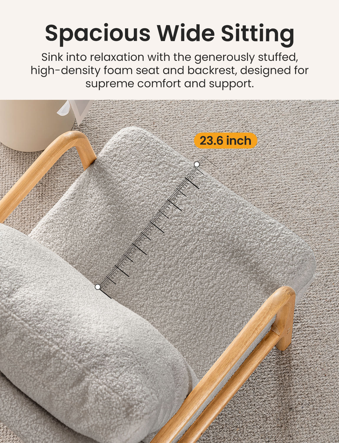New Cozy Sherpa Accent Chairs for Living Room, 23” Wide Comfy Chair for Bedroom, Small Lounge Reading Chair, 108° Recliner Arm Chair, Mid Century Modern Armchair with Detachable Cover