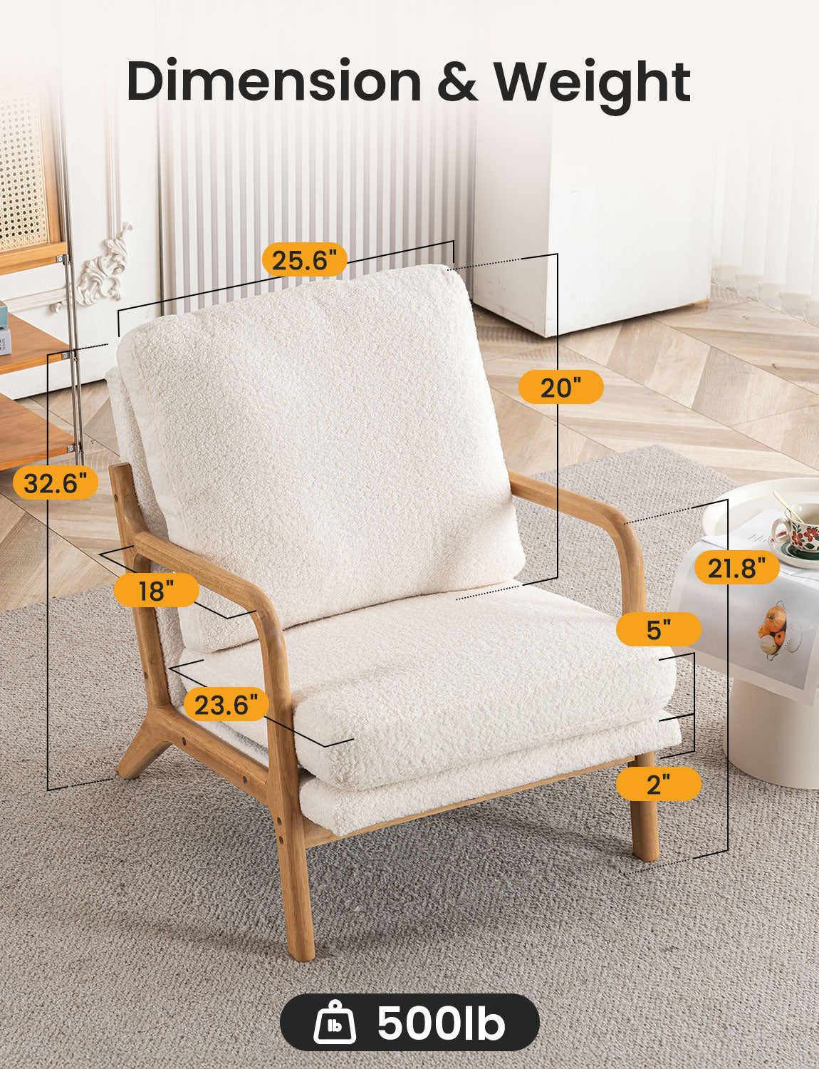 New Cozy Sherpa Accent Chairs for Living Room, 23” Wide Comfy Chair for Bedroom, Small Lounge Reading Chair, 108° Recliner Arm Chair, Mid Century Modern Armchair with Detachable Cover