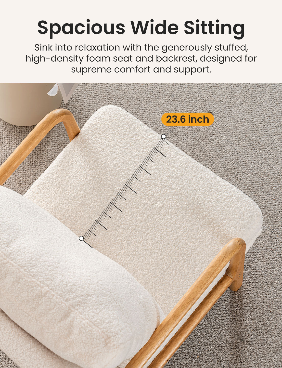 New Cozy Sherpa Accent Chairs for Living Room, 23” Wide Comfy Chair for Bedroom, Small Lounge Reading Chair, 108° Recliner Arm Chair, Mid Century Modern Armchair with Detachable Cover