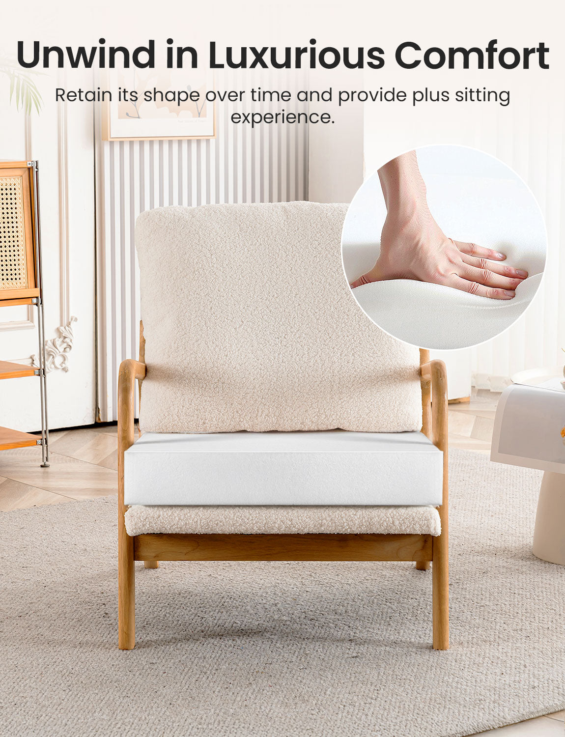 New Cozy Sherpa Accent Chairs for Living Room, 23” Wide Comfy Chair for Bedroom, Small Lounge Reading Chair, 108° Recliner Arm Chair, Mid Century Modern Armchair with Detachable Cover