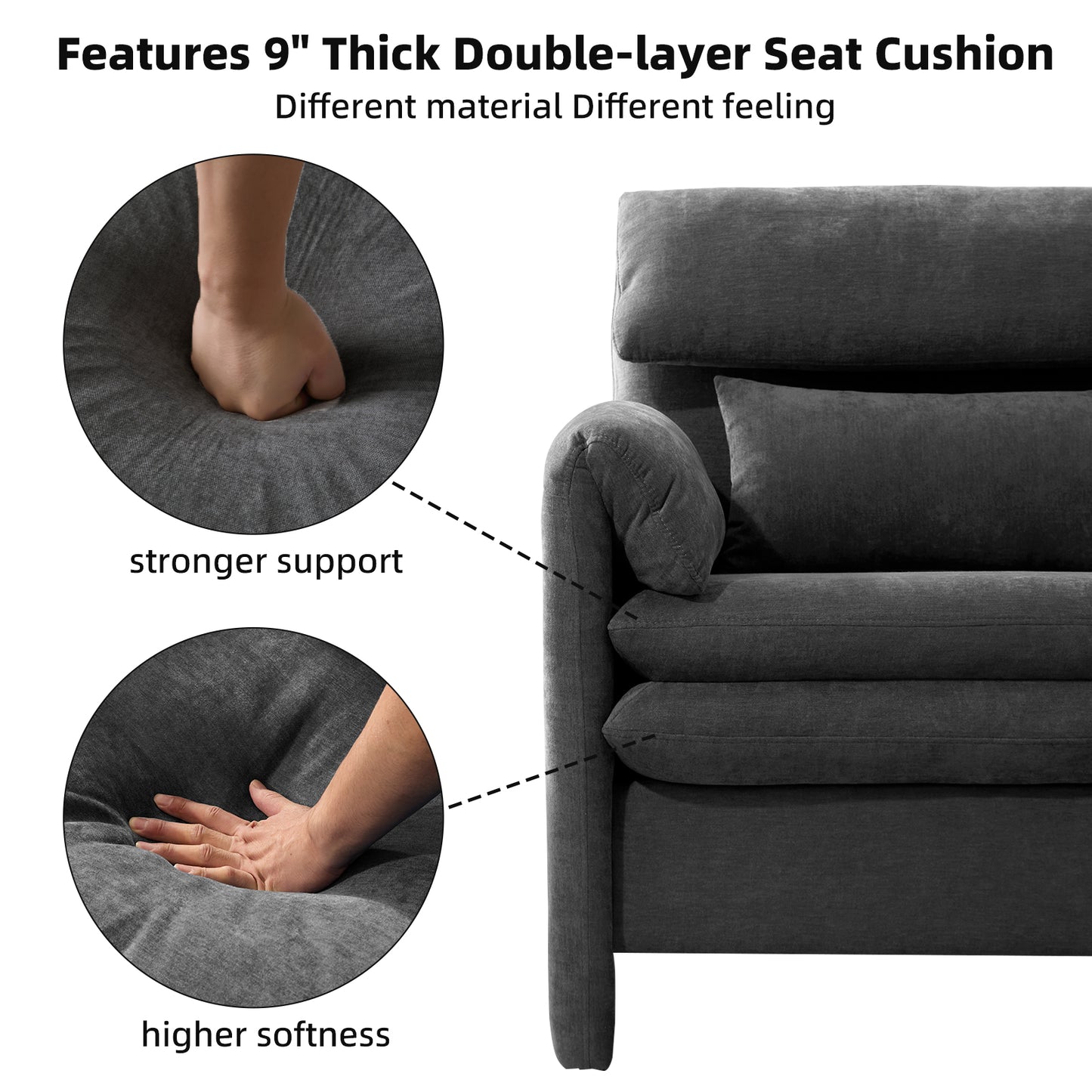Oversized Single Sofa Chair, 36”W Oversized Accent Chairs, Modern Upholstered Deep Seat Comfy Armchair with Throw Pillow for Living Room Bedroom Office Apartment