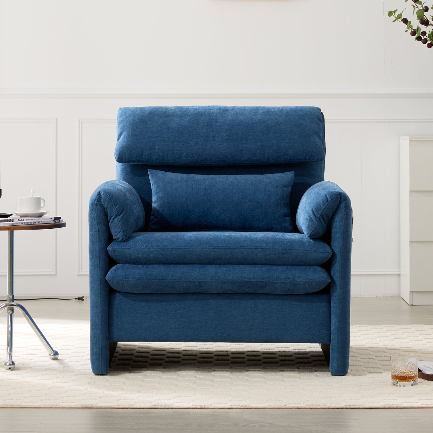 Oversized Single Sofa Chair, 36”W Oversized Accent Chairs, Modern Upholstered Deep Seat Comfy Armchair with Throw Pillow for Living Room Bedroom Office Apartment